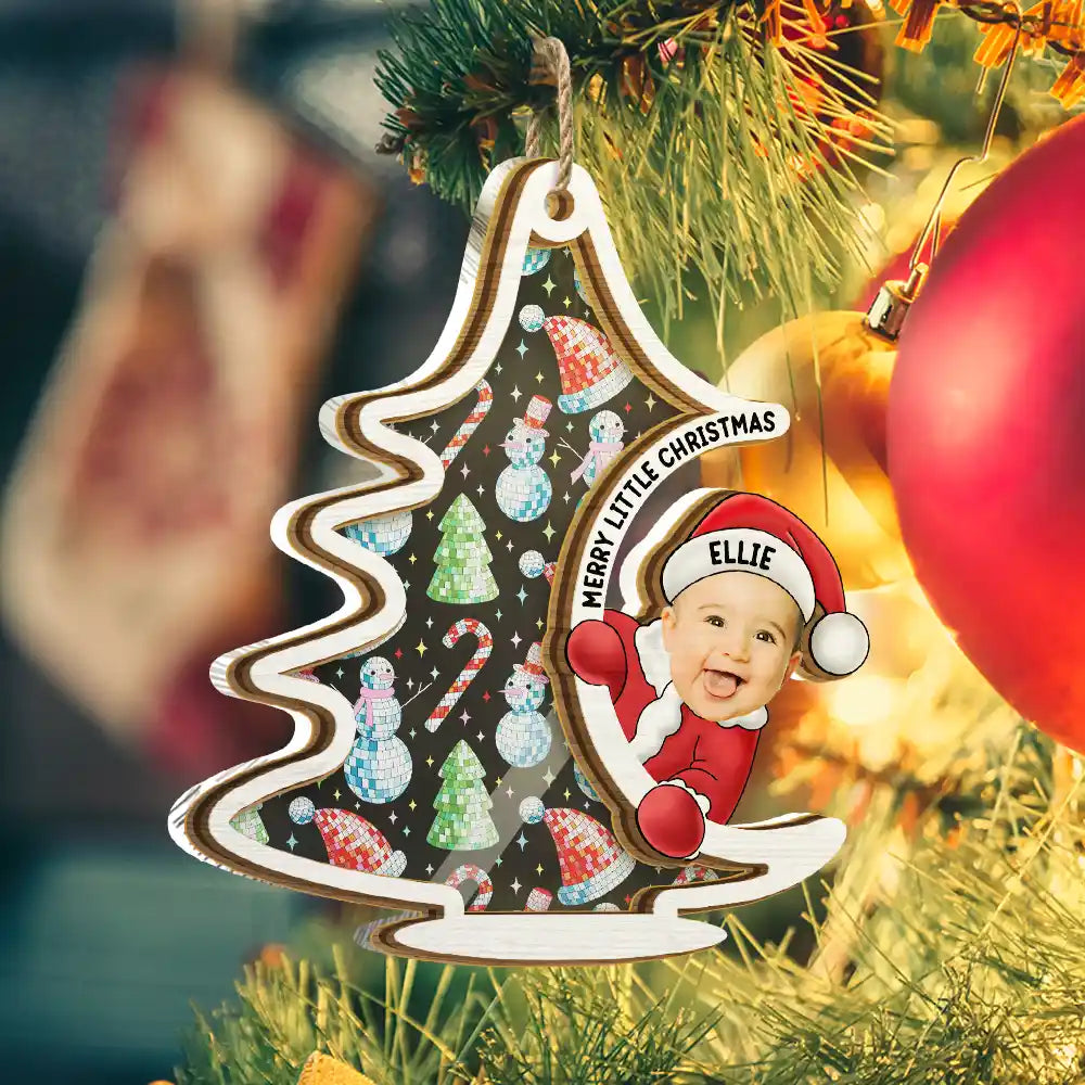 Custom Photo Christmas Tree Baby Santa - Personalized Suncatcher Ornament ORNA1210