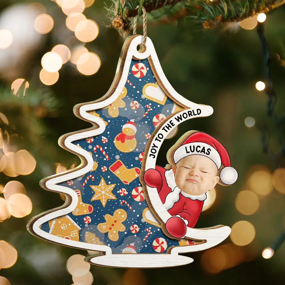Custom Photo Christmas Tree Baby Santa - Personalized Suncatcher Ornament ORNA1210