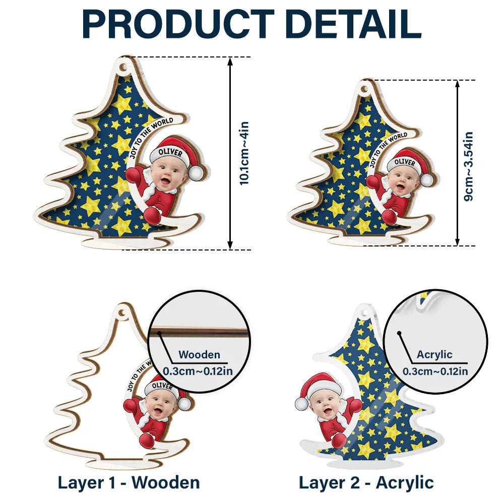 Custom Photo Christmas Tree Baby Santa - Personalized Suncatcher Ornament ORNA1210