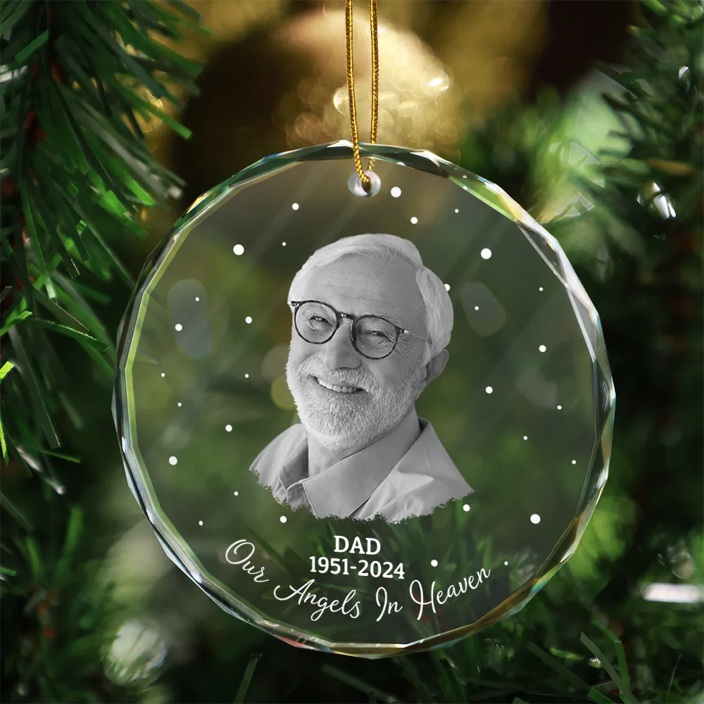 Custom Photo Memorial Your Wings Were Ready - Personalized Circle Glass Ornament ORNA1210