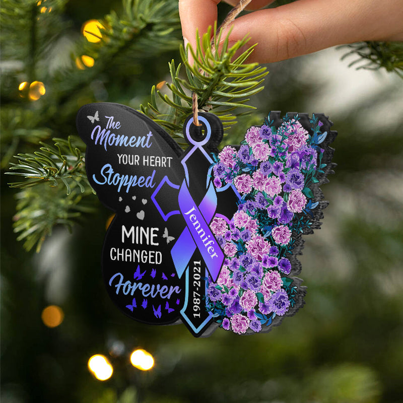 The Moment Your Heart Stopped - Memorial Gift - Personalized Custom Butterfly Acrylic Ornament ORNA1210