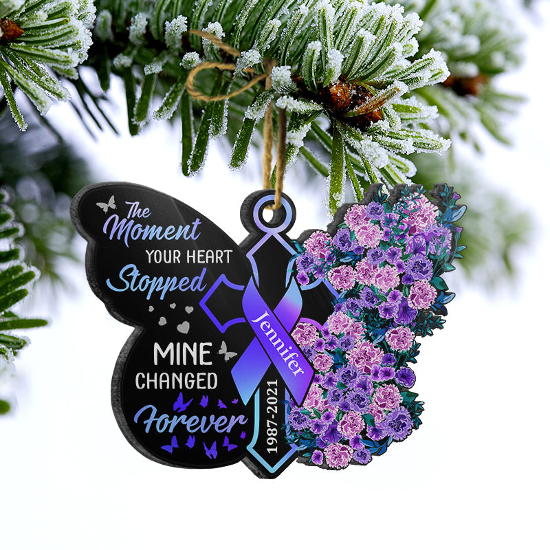 The Moment Your Heart Stopped - Memorial Gift - Personalized Custom Butterfly Acrylic Ornament ORNA1210