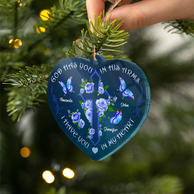 God Has You In His Arms - Memorial Gift - Personalized Custom Heart Acrylic Ornament ORNA1210