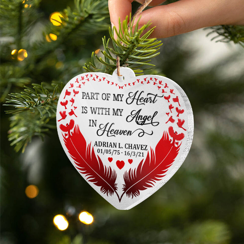 My Angel In Heaven - Memorial Gift - Personalized Custom Heart Acrylic Ornament ORNA1210