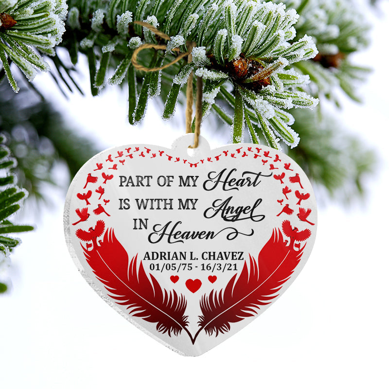 My Angel In Heaven - Memorial Gift - Personalized Custom Heart Acrylic Ornament ORNA1210