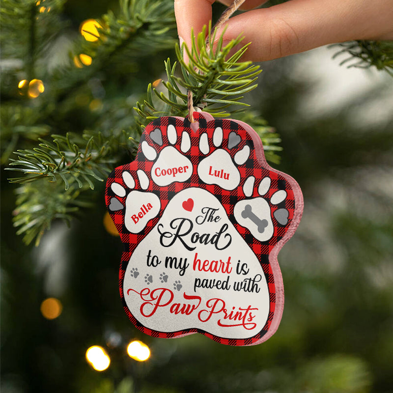 My Heart Is Paved With Paw Prints - Dog Memorial Gift - Personalized Custom Paw Acrylic Ornament ORNA1210