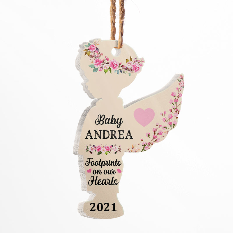 Footprints On Our Hearts Baby Angel - Loss Of Child Gift - Personalized Custom Angel Acrylic Ornament ORNA1210