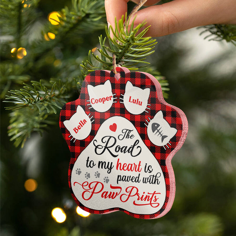 My Heart Is Paved With Paw Prints - Cat Memorial Gift - Personalized Custom Paw Acrylic Ornament ORNA1210