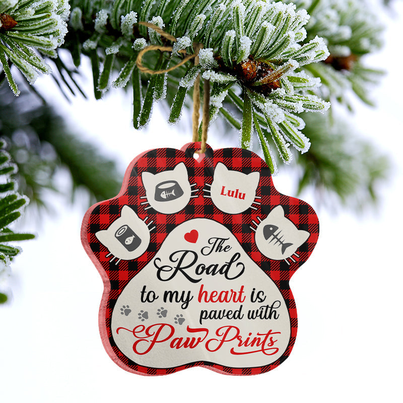 My Heart Is Paved With Paw Prints - Cat Memorial Gift - Personalized Custom Paw Acrylic Ornament ORNA1210