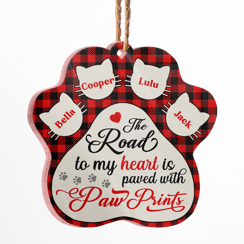 My Heart Is Paved With Paw Prints - Cat Memorial Gift - Personalized Custom Paw Acrylic Ornament ORNA1210