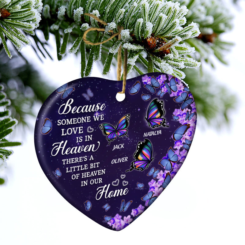 Butterfly The Heaven Sent Kisses Of Angels - Family Memorial Gift - Personalized Custom Heart Ceramic ORNA1210