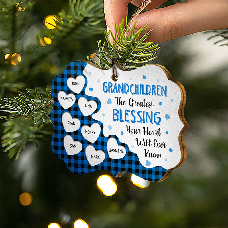 The Love Between Grandparents And Grandkids - Gift For Grandparent - Personalized Custom Wooden Ornament ORNA1210