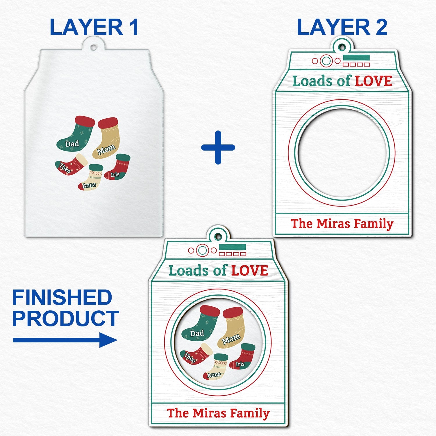 Loads Of Love - Christmas Gift For Couples And Family - Personalized 2-Layered Mix Ornament ORNA1210