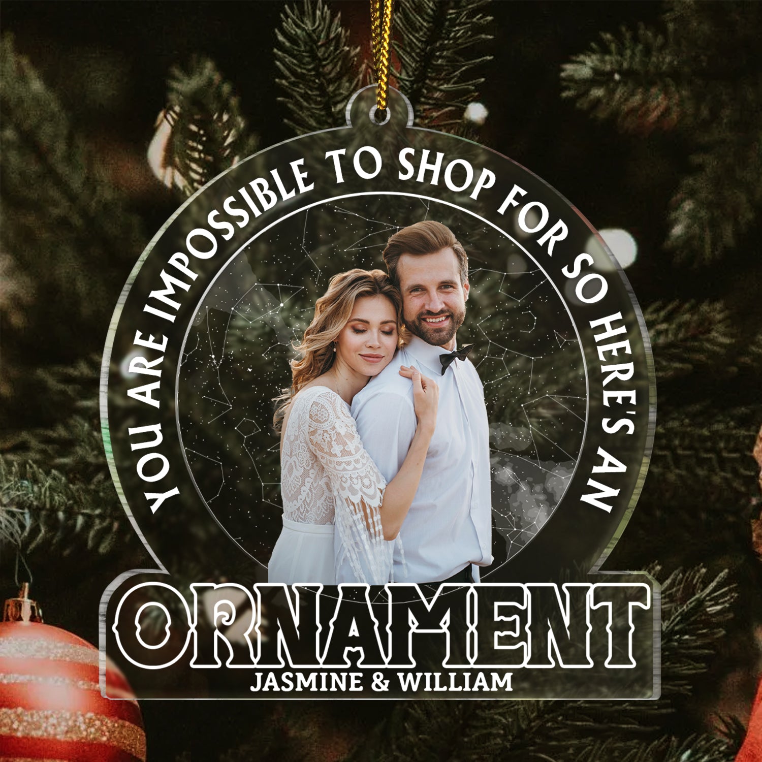 Custom Photo Star Map Impossible To Shop For - Christmas Gift - Personalized Custom Shaped Acrylic Ornament ORNA1210