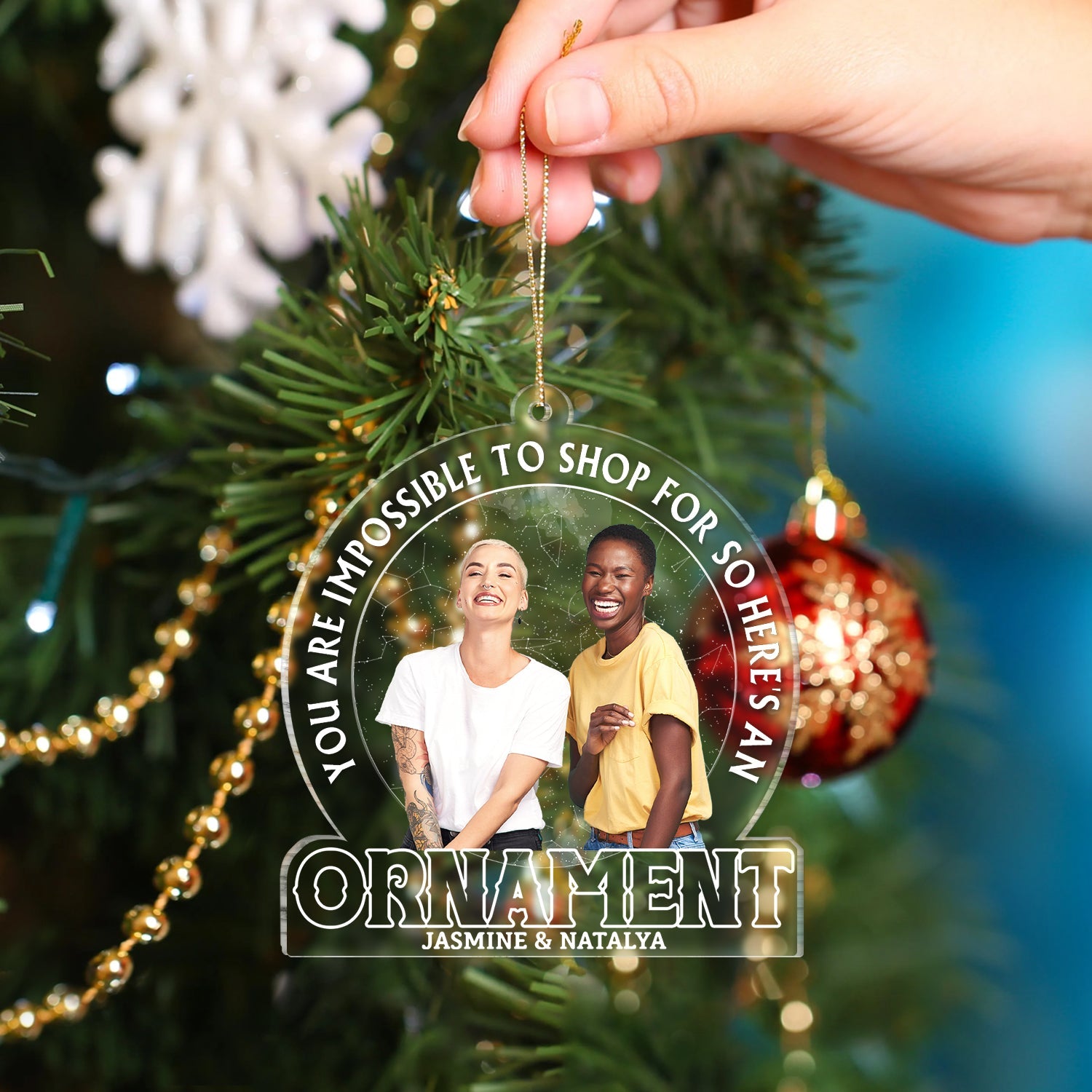 Custom Photo Star Map Impossible To Shop For - Christmas Gift - Personalized Custom Shaped Acrylic Ornament ORNA1210