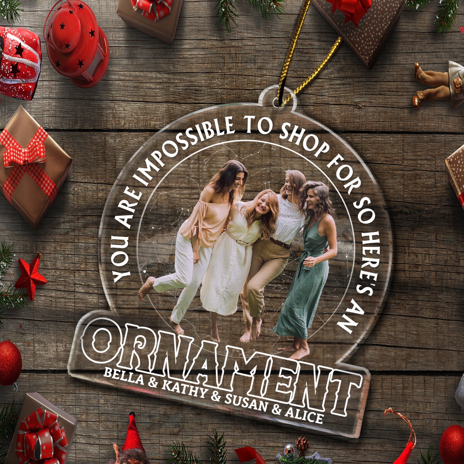 Custom Photo Star Map Impossible To Shop For - Christmas Gift - Personalized Custom Shaped Acrylic Ornament ORNA1210