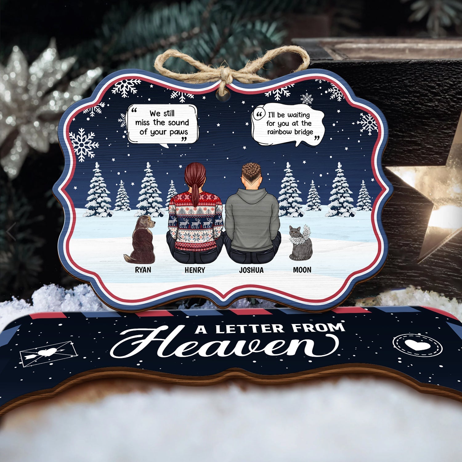 Christmas A Letter From Heaven - Pet Memorial - Personalized Wooden Card With Pop Out Medallion Ornament ORNA1210