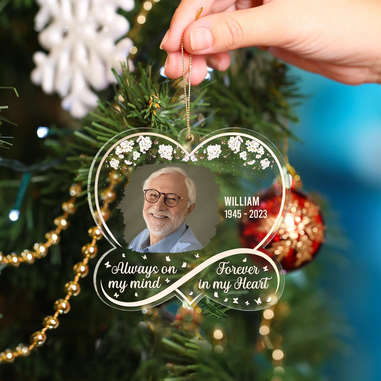 Custom Photo Always On My Mind - Memorial Gift - Personalized Custom Shaped Acrylic Ornament ORNA1210