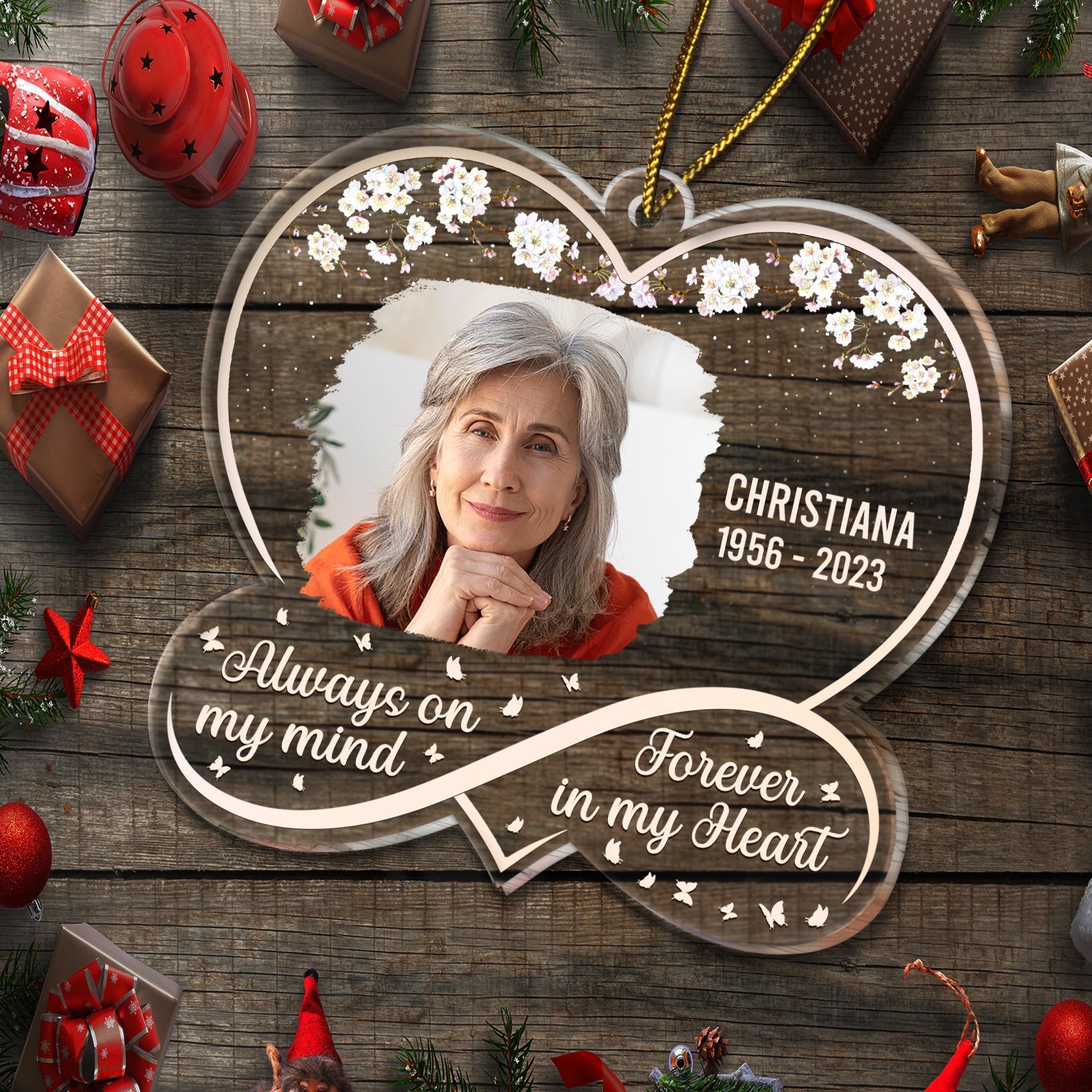 Custom Photo Always On My Mind - Memorial Gift - Personalized Custom Shaped Acrylic Ornament ORNA1210