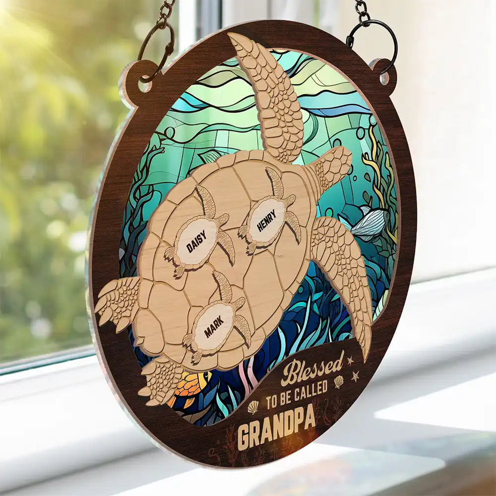 Sea Turtle Blessed To Be Called - Personalized Window Hanging Suncatcher Ornament ORNA1210