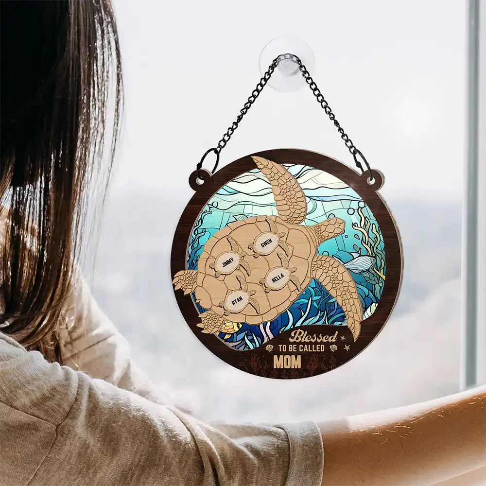 Sea Turtle Blessed To Be Called - Personalized Window Hanging Suncatcher Ornament ORNA1210