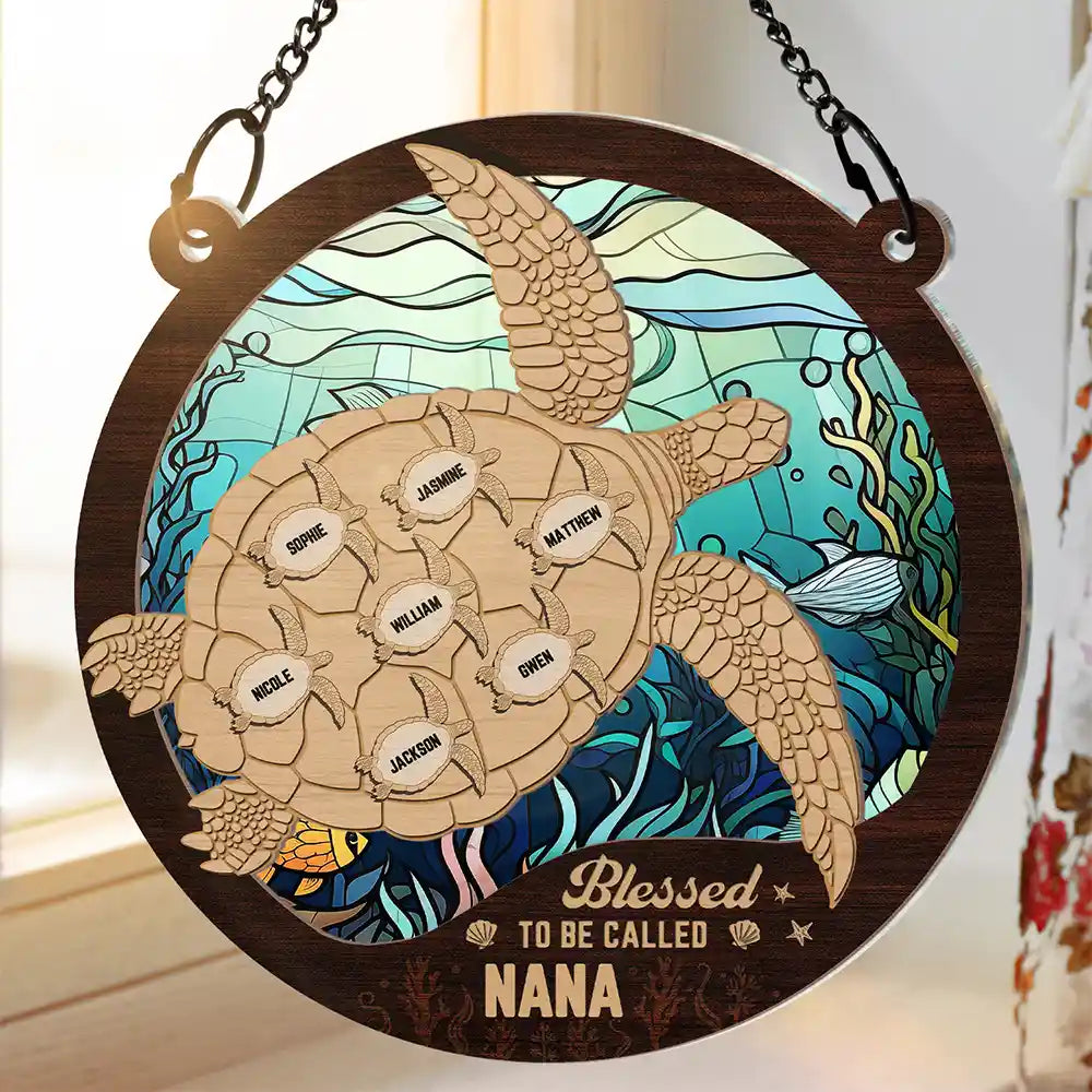 Sea Turtle Blessed To Be Called - Personalized Window Hanging Suncatcher Ornament ORNA1210