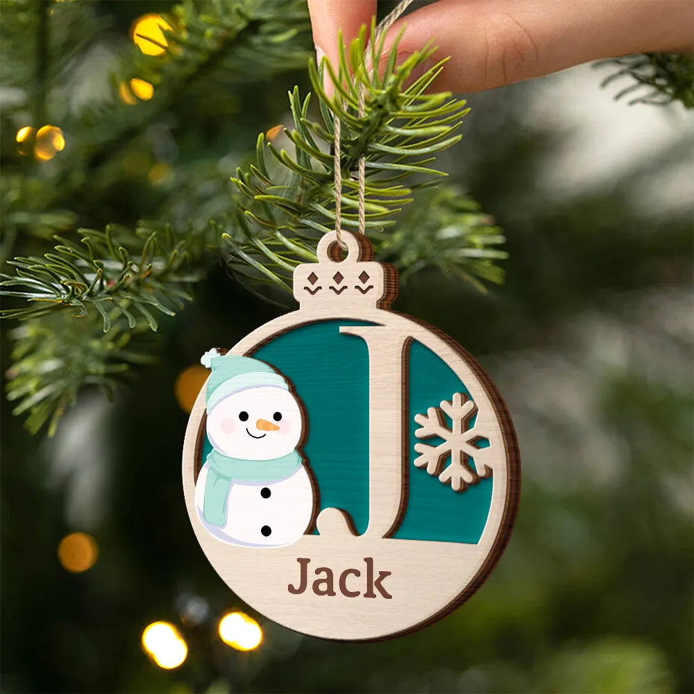 Christmas Snowman Monogram - Personalized 2-Layered Wooden Ornament ORNA1210