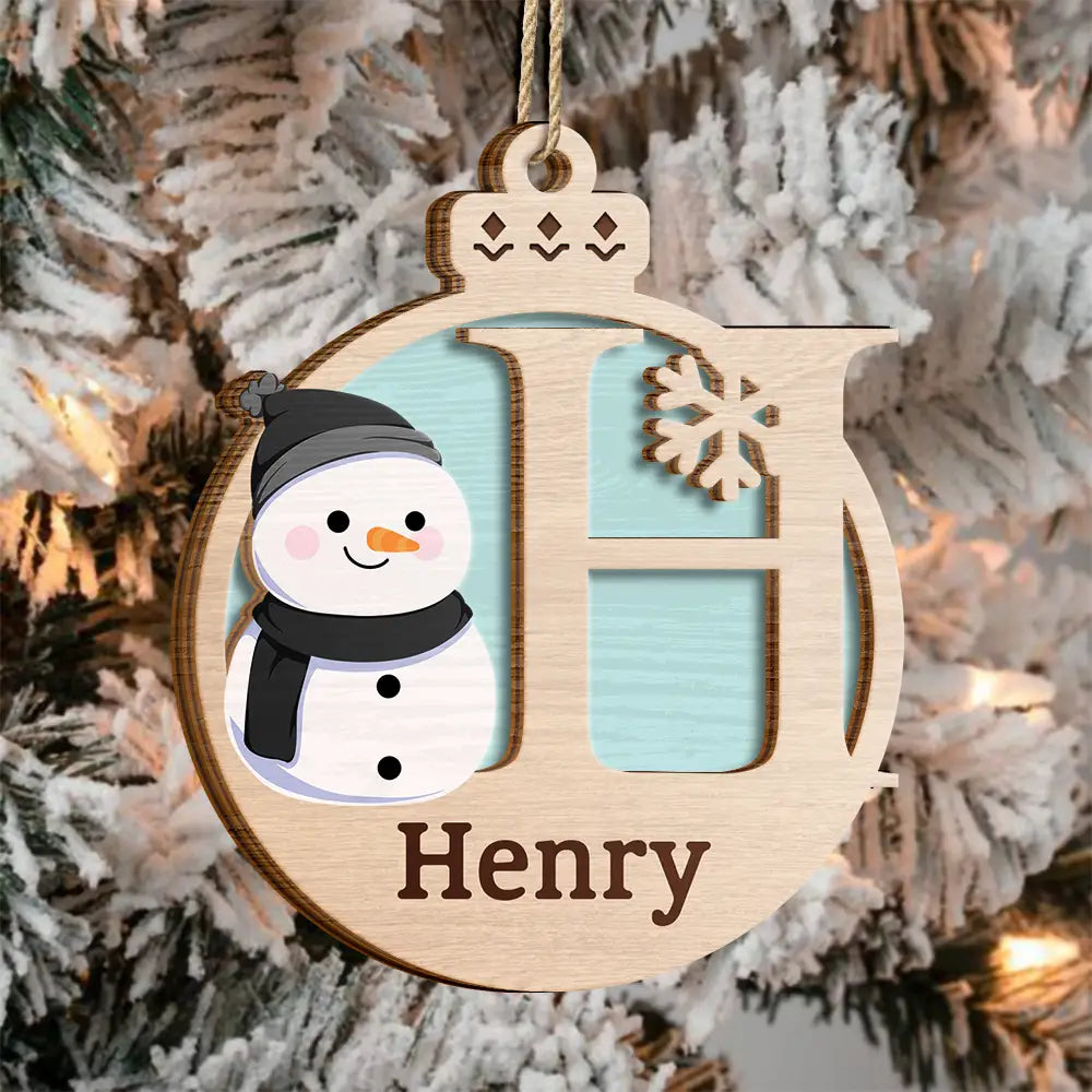 Christmas Snowman Monogram - Personalized 2-Layered Wooden Ornament ORNA1210