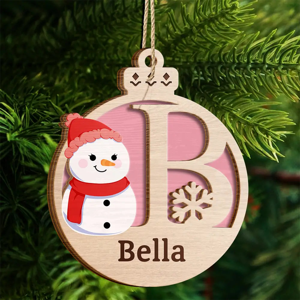 Christmas Snowman Monogram - Personalized 2-Layered Wooden Ornament ORNA1210