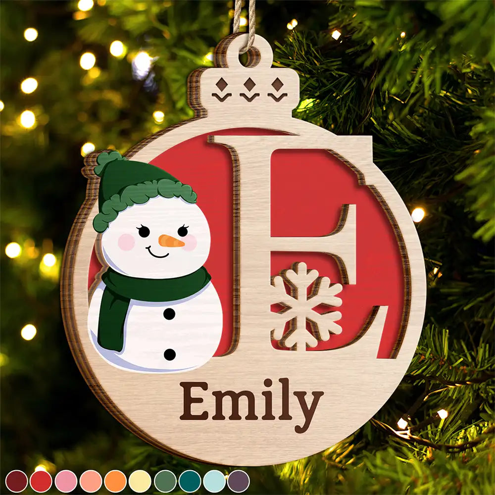 Christmas Snowman Monogram - Personalized 2-Layered Wooden Ornament ORNA1210