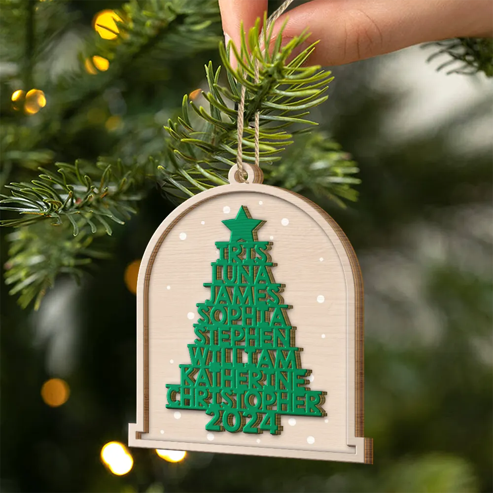 Christmas Family Name - Personalized 2-Layered Wooden Ornament ORNA1210