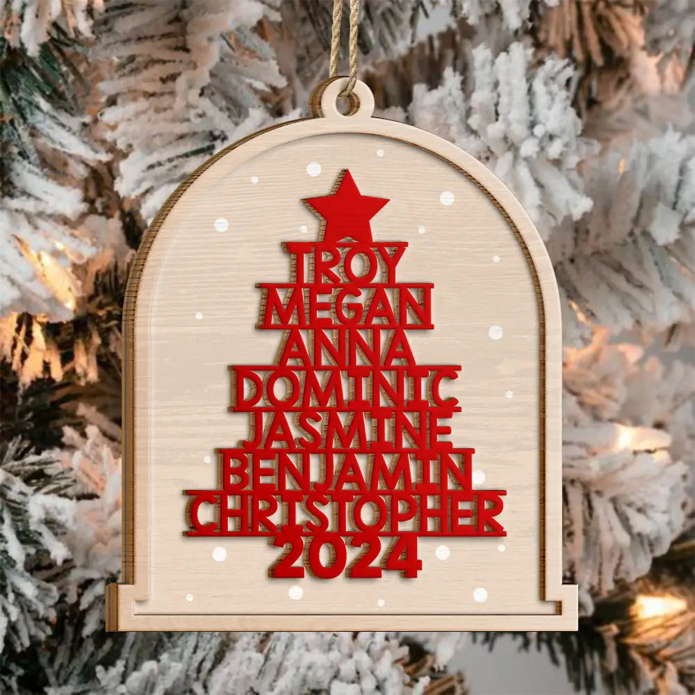 Christmas Family Name - Personalized 2-Layered Wooden Ornament ORNA1210