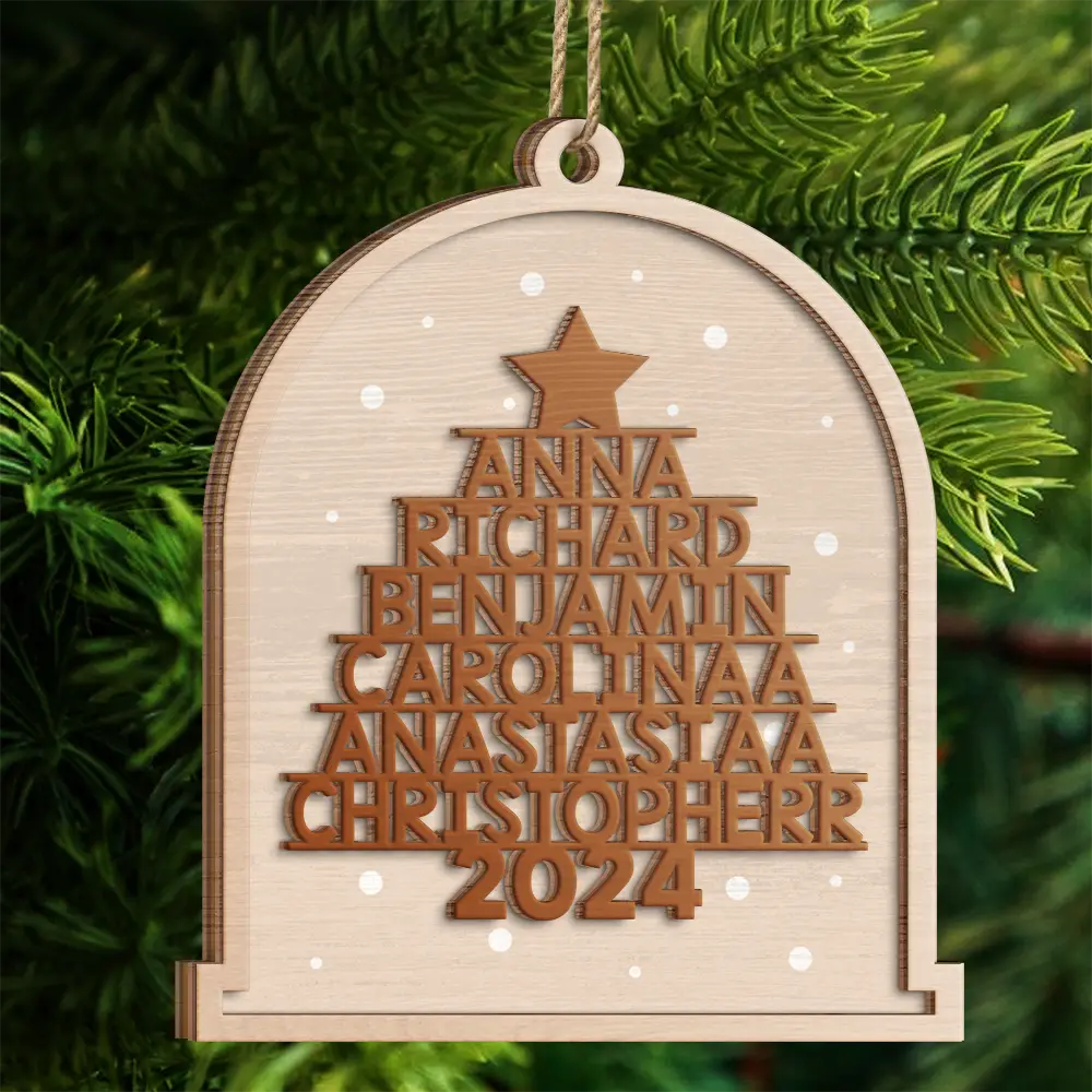 Christmas Family Name - Personalized 2-Layered Wooden Ornament ORNA1210