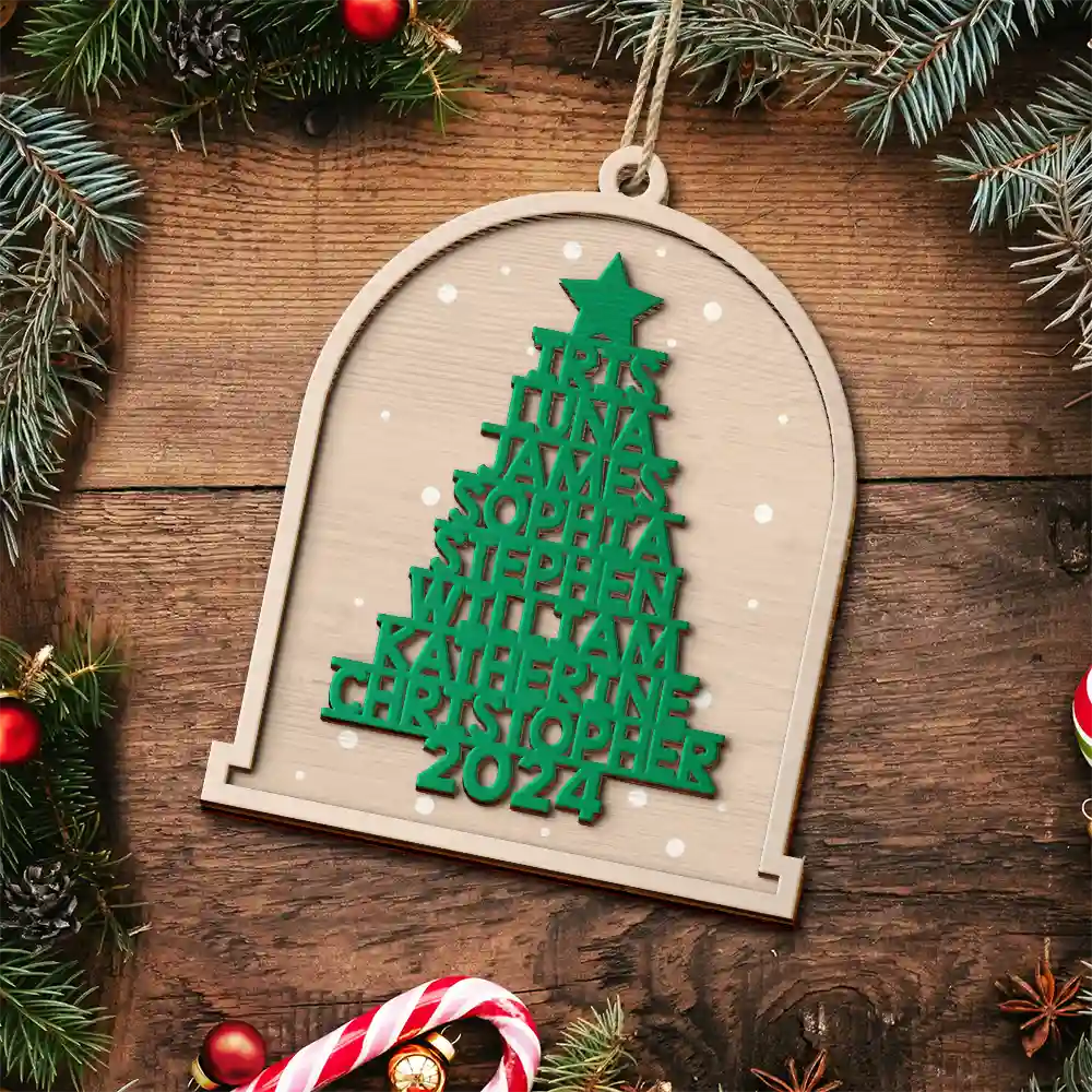 Christmas Family Name - Personalized 2-Layered Wooden Ornament ORNA1210