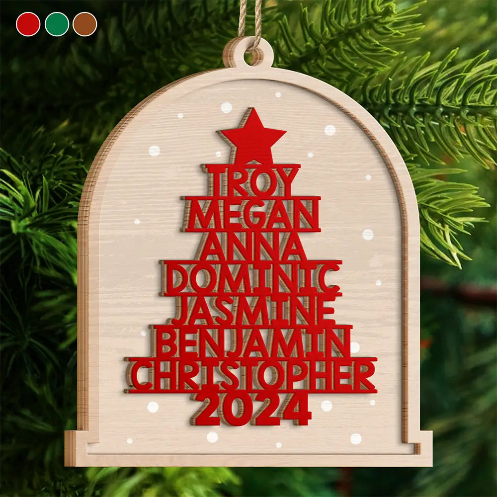 Christmas Family Name - Personalized 2-Layered Wooden Ornament ORNA1210