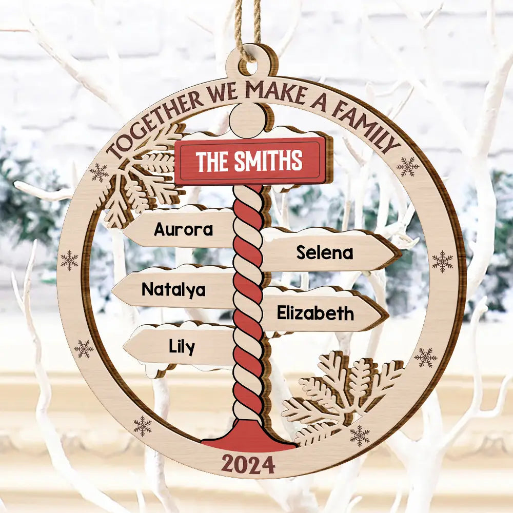 Together We Make A Family North Pole Sign - Personalized Wooden Cutout Ornament ORNA1210