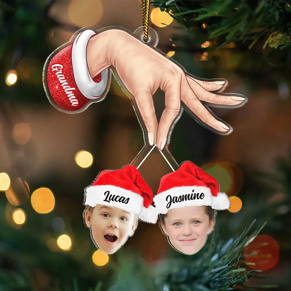 Custom Photo Grandma Grandkids Christmas Gift - Personalized Cutout Acrylic Ornament ORNA1210