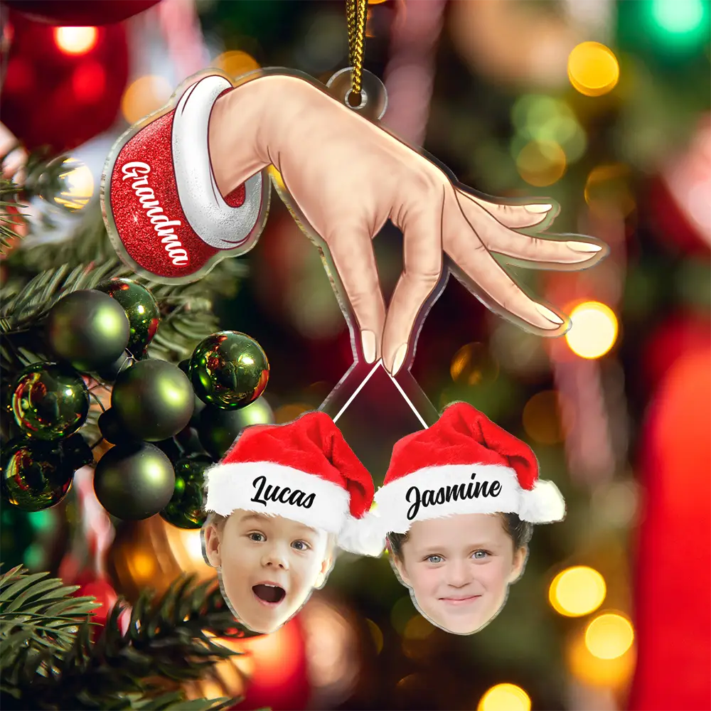 Custom Photo Grandma Grandkids Christmas Gift - Personalized Cutout Acrylic Ornament ORNA1210