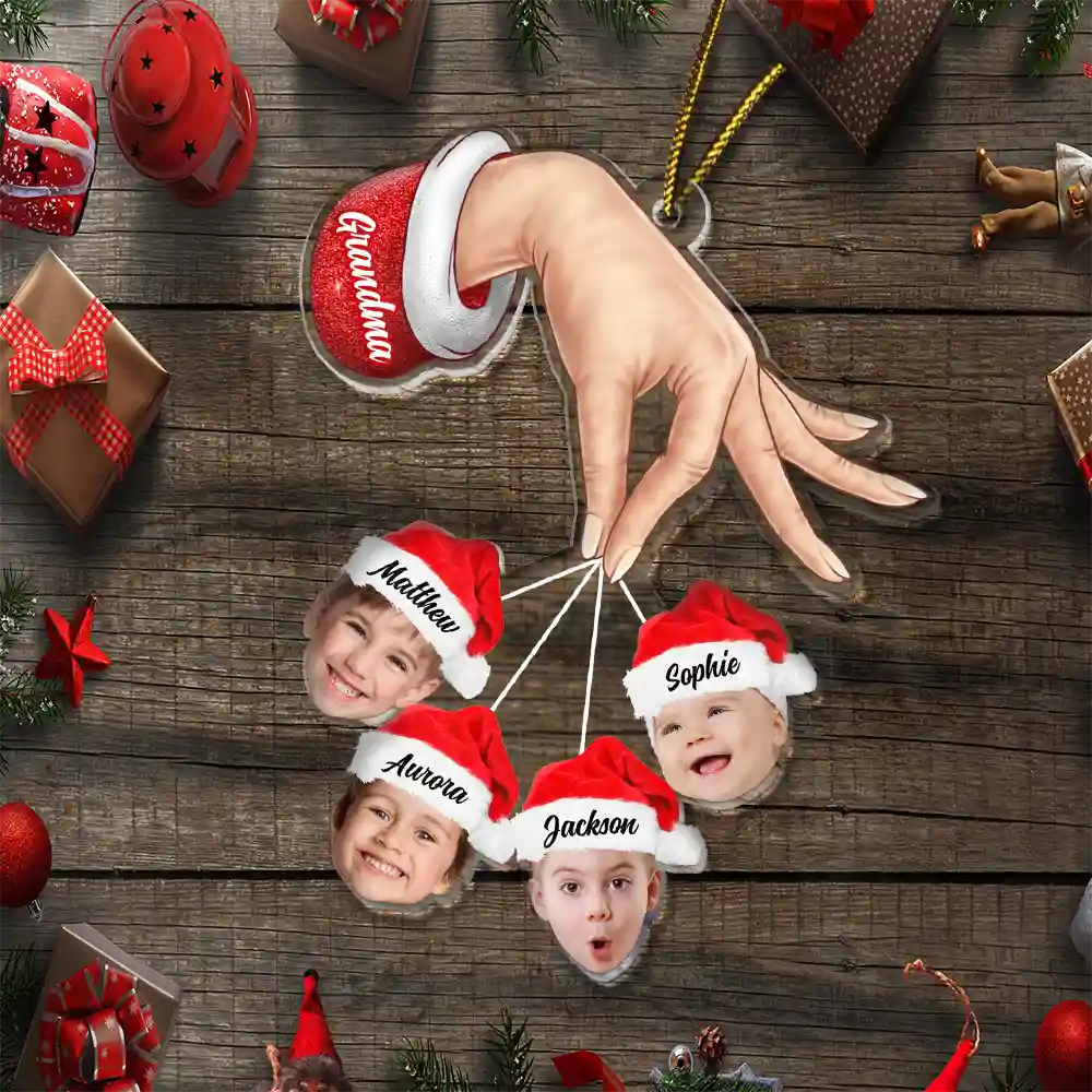 Custom Photo Grandma Grandkids Christmas Gift - Personalized Cutout Acrylic Ornament ORNA1210