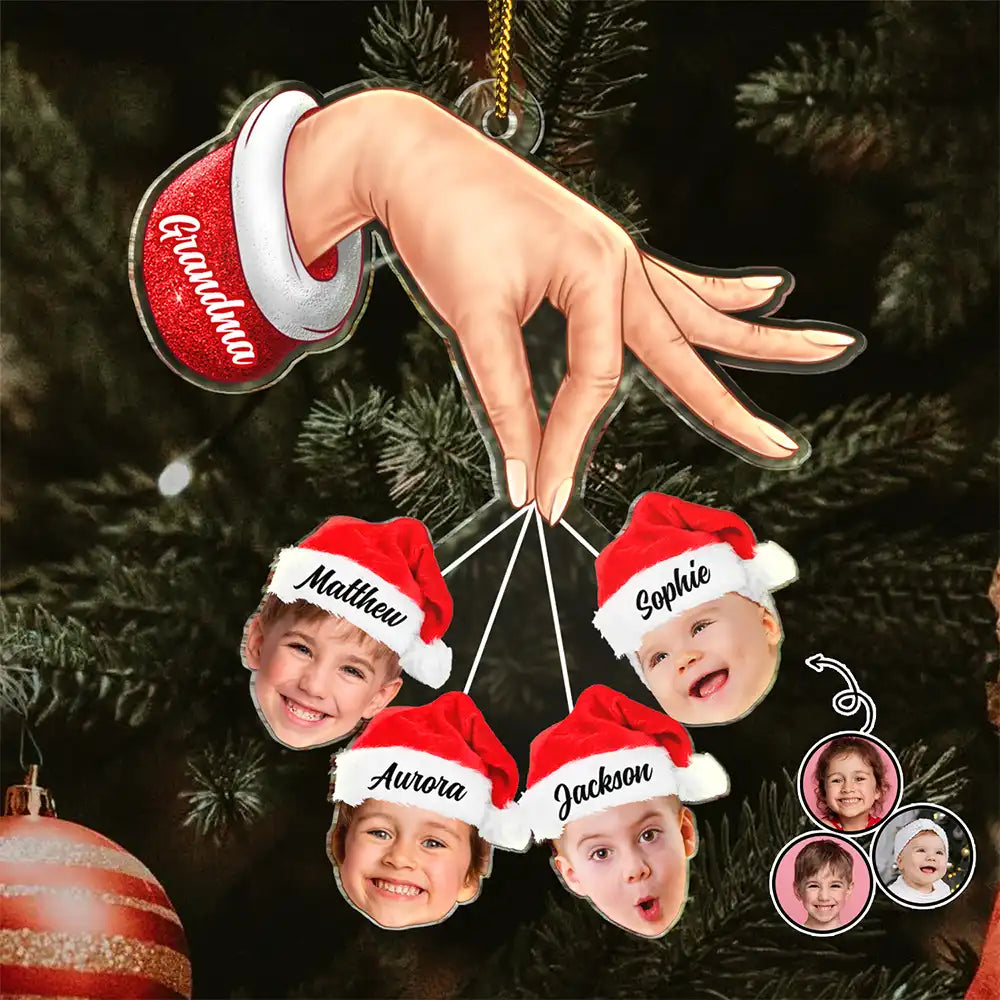Custom Photo Grandma Grandkids Christmas Gift - Personalized Cutout Acrylic Ornament ORNA1210