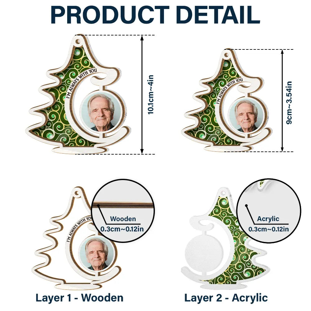 Custom Photo Memorial Christmas Tree Always With You - Personalized Suncatcher Ornament ORNA1210