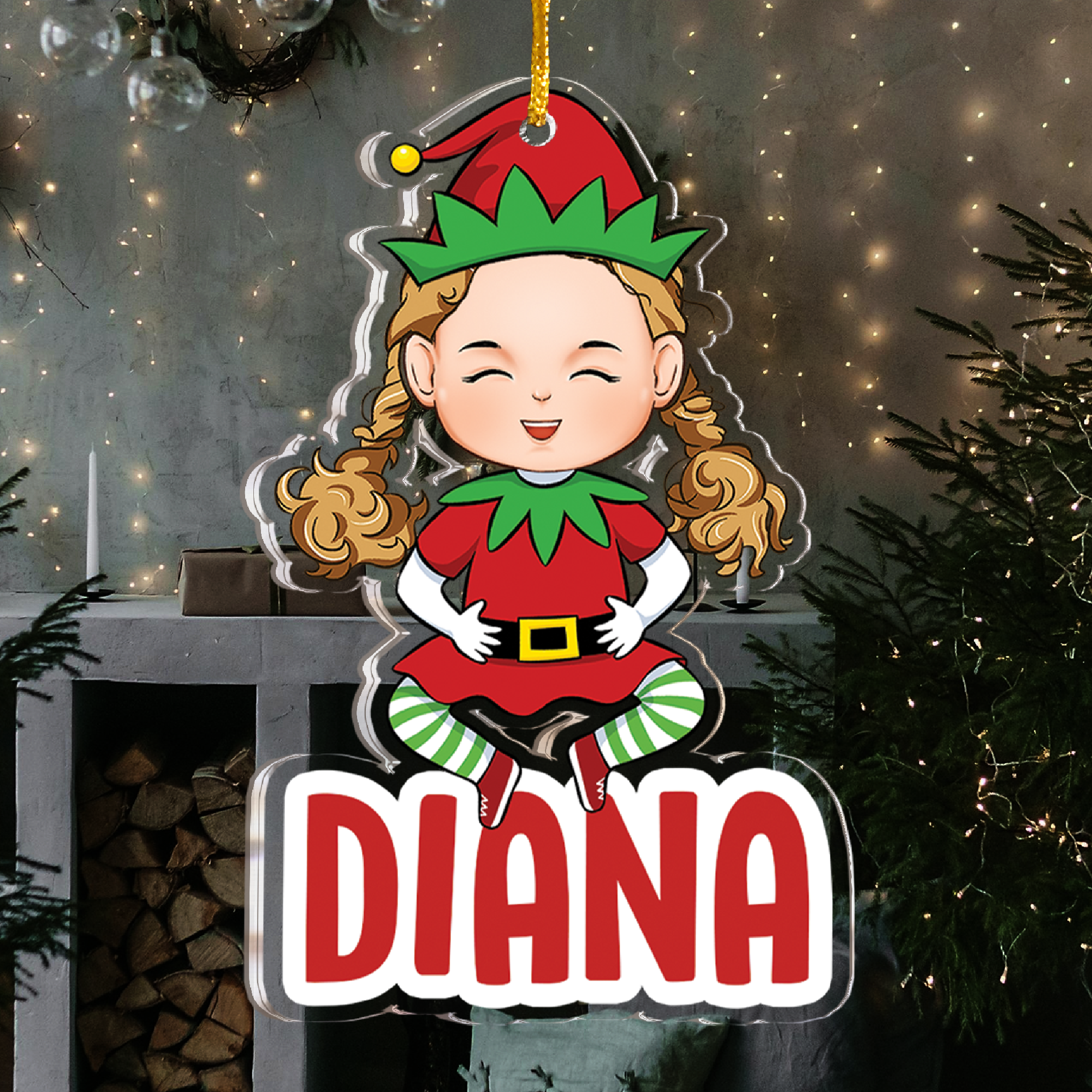 Kid In Christmas Costume - Personalized Acrylic Ornament ORN0810