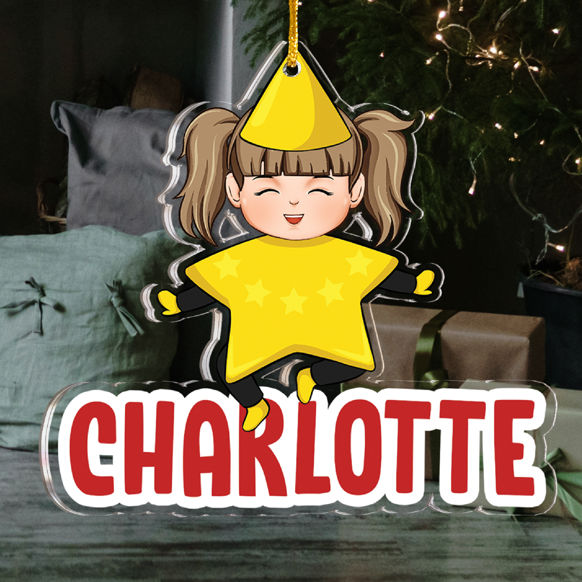 Kid In Christmas Costume - Personalized Acrylic Ornament ORN0810