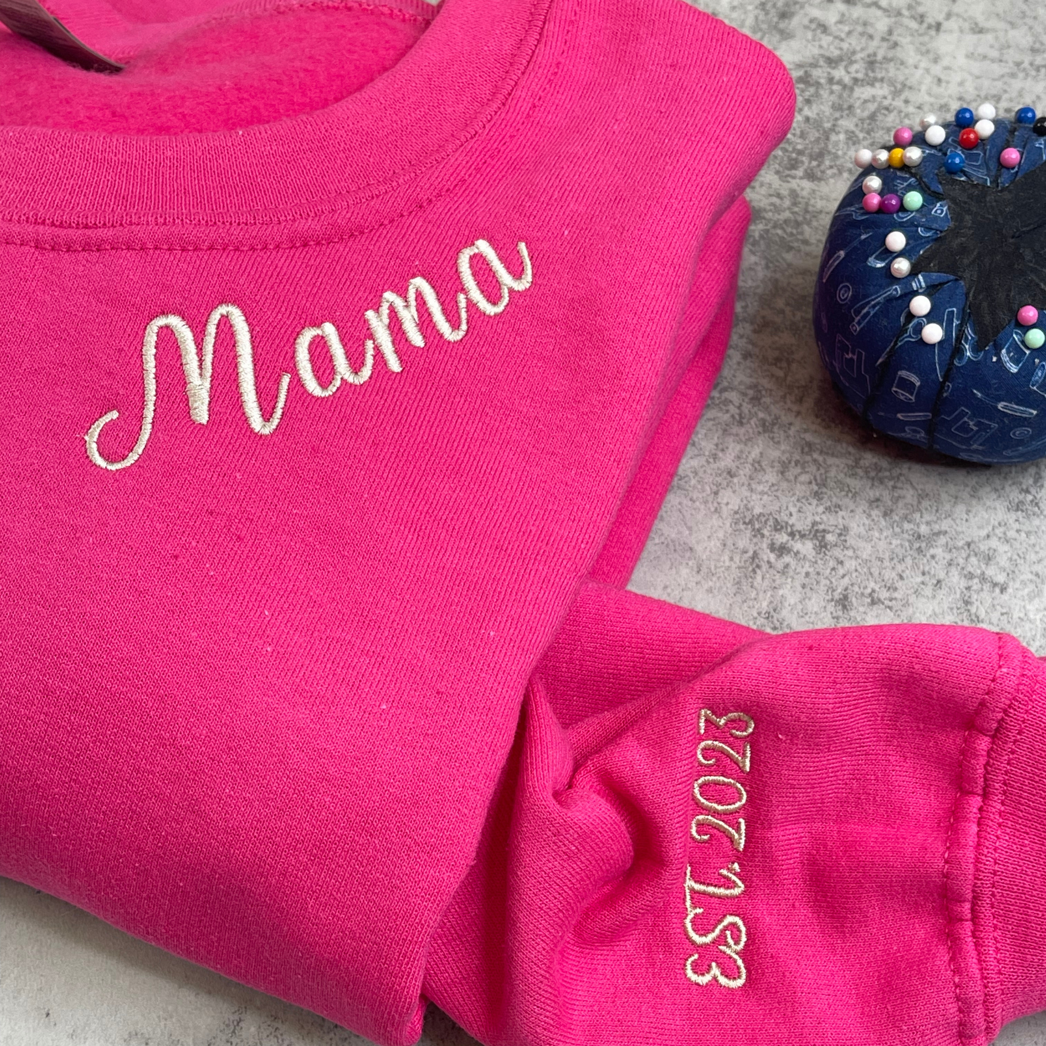 Personalized Embroidered Neckline Message Sweatshirt, hoodie em5