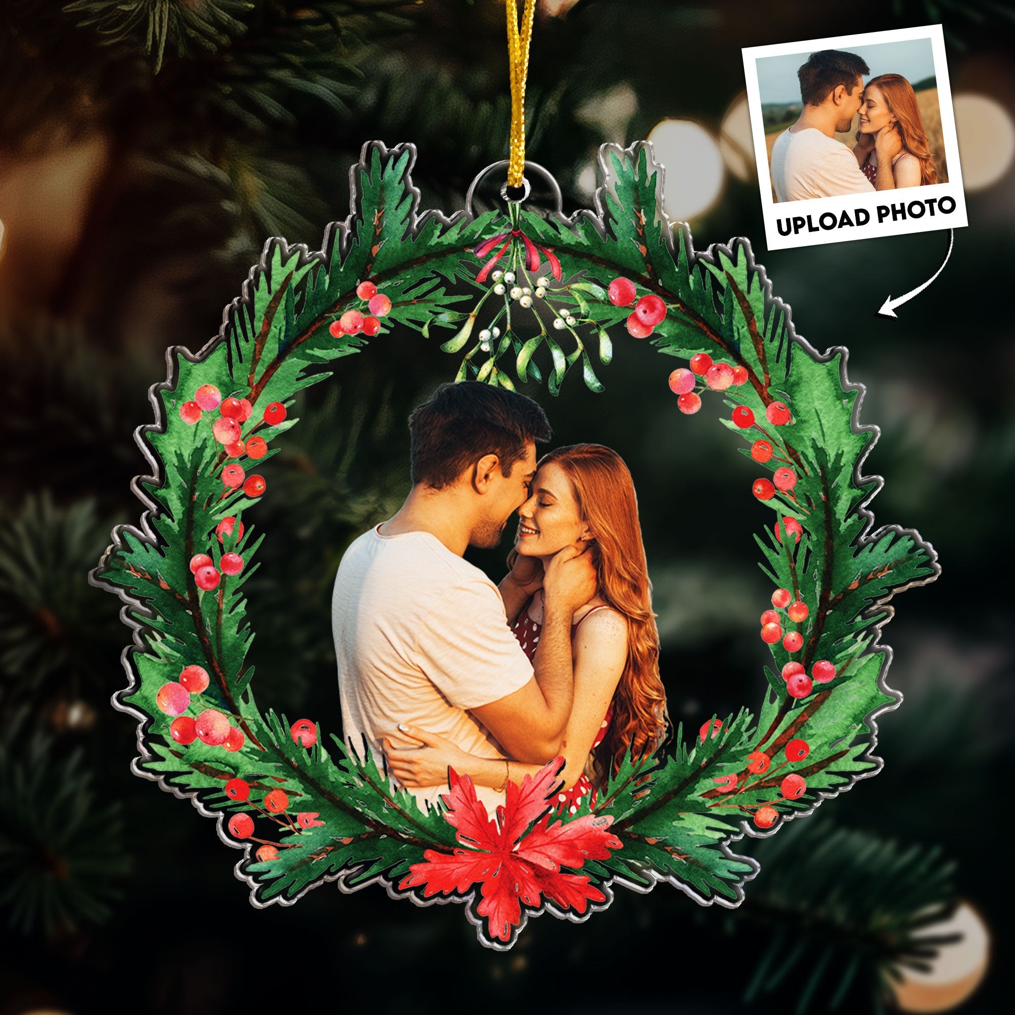 Kiss Me Under The Mistletoe - Personalized Acrylic Photo Ornament ORNA1210