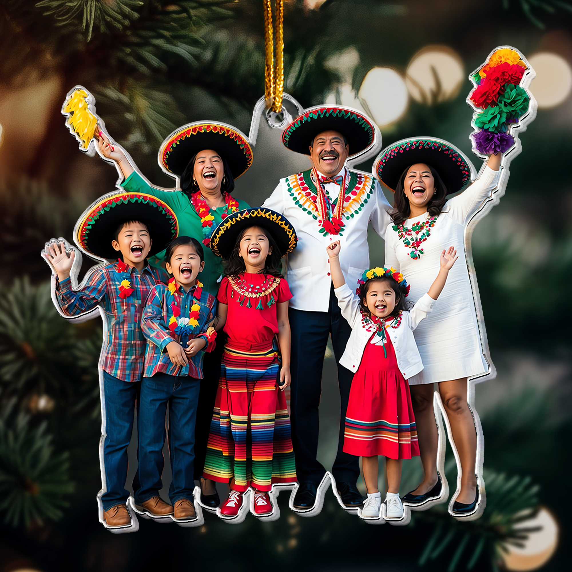Latino Family For Hispanic Heritage Month - Personalized Acrylic Photo Ornament ORNA1210