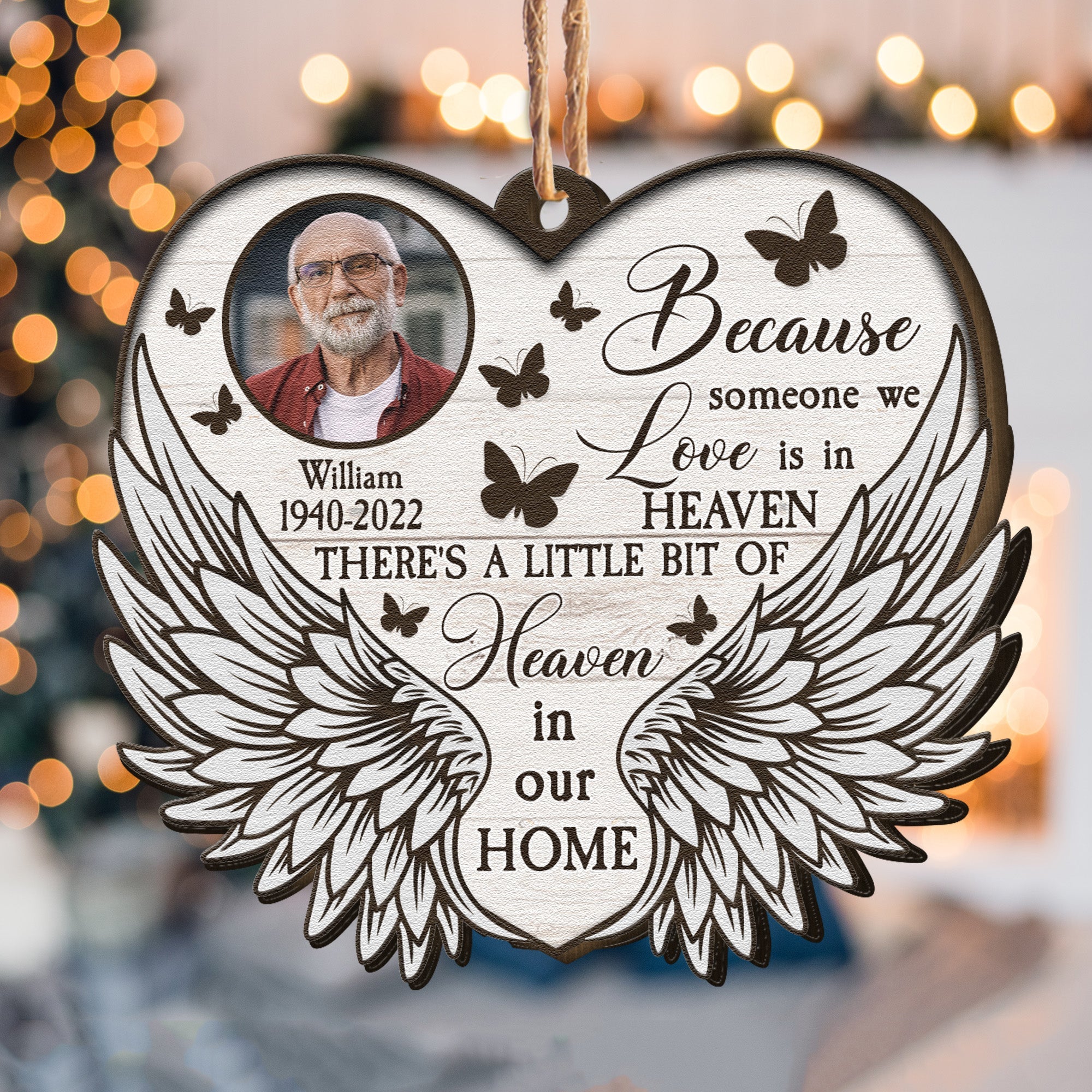 Little Bit Of Heaven In Our Home - Personalized Wooden Ornament ORNA1210