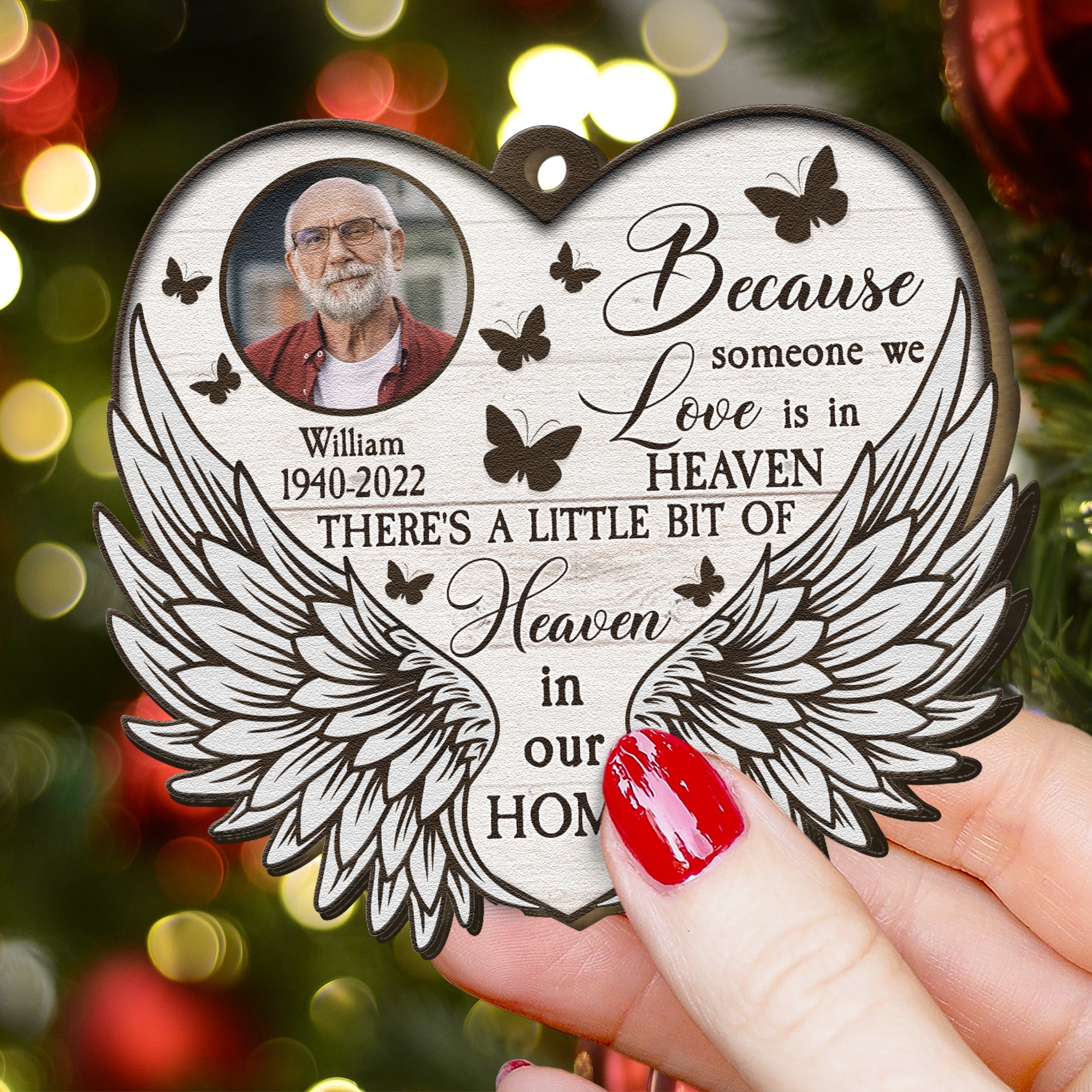Little Bit Of Heaven In Our Home - Personalized Wooden Ornament ORN0810