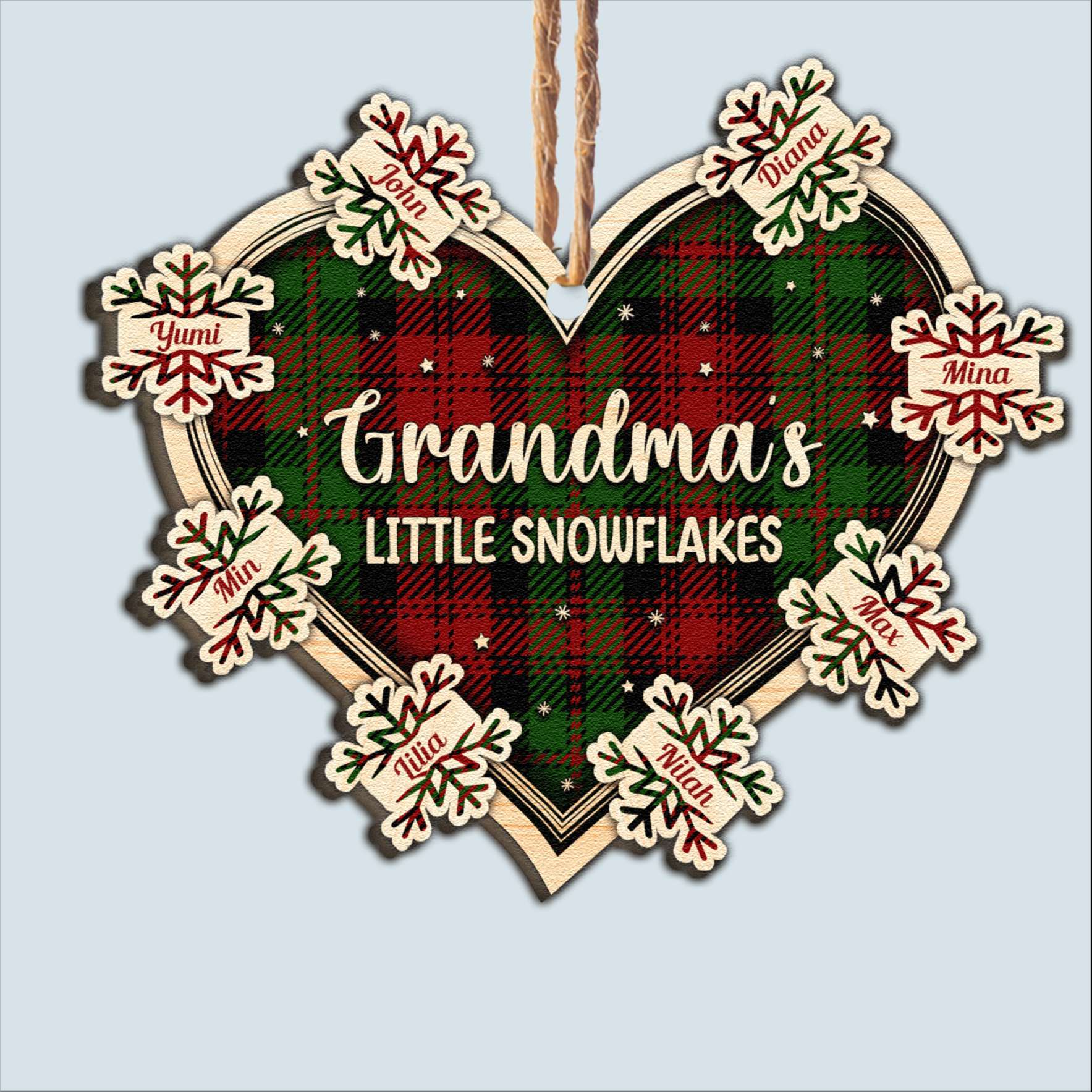 Little Snowflakes - Personalized Custom Shaped Wooden Ornament - Gift For Grandma, Grandpa, Family, Grandkids, Kids ORNA1210