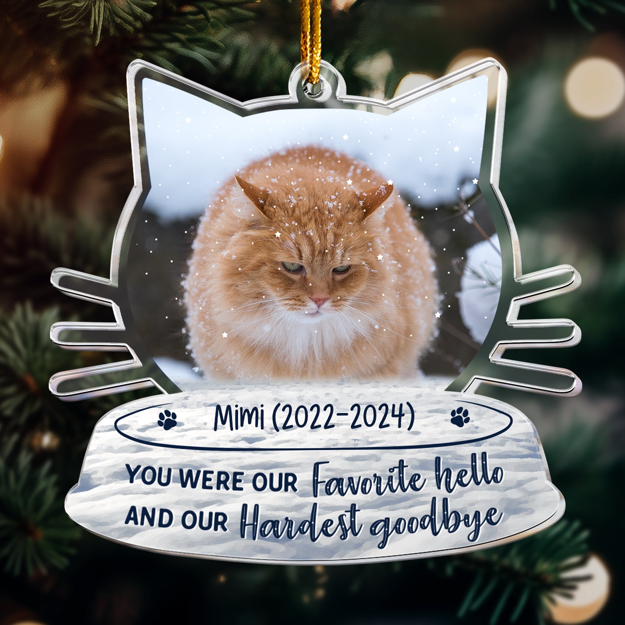 Loss Of Cat Forever In Our Hearts - Personalized Acrylic Photo Ornament ORN0810